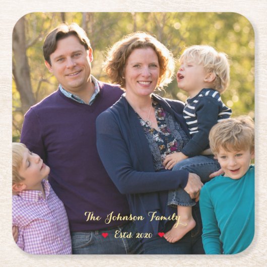 Creëer uw eigen aangepaste familie fotopapier Onde Kartonnen Onderzetters (Voorkant)
