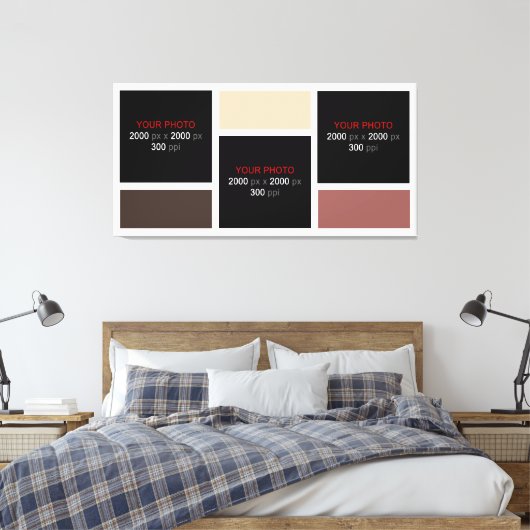 Creëer Uw eigen Aangepaste Foto Collage 001 Canvas Afdruk (Insitu (Slaapkamer))