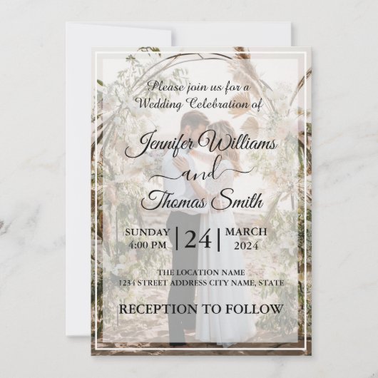 Creëer uw eigen aangepaste foto elegante bruiloft kaart (Voorkant)