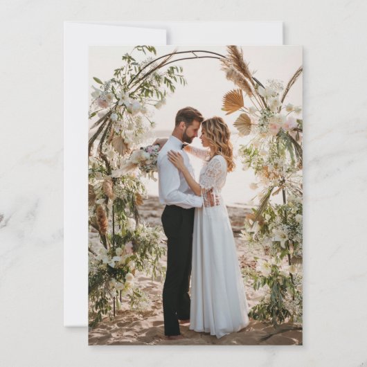 Creëer uw eigen aangepaste foto elegante bruiloft kaart (Achterkant)