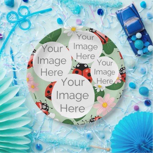 creëer uw eigen aangepaste foto tekst lieveheersbe papieren bordje (Feest)