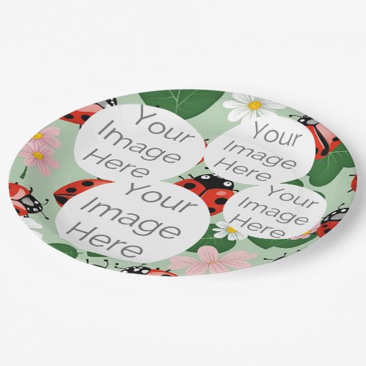 creëer uw eigen aangepaste foto tekst lieveheersbe papieren bordje (Gekanteld)