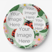 creëer uw eigen aangepaste foto tekst lieveheersbe papieren bordje (Voorkant)