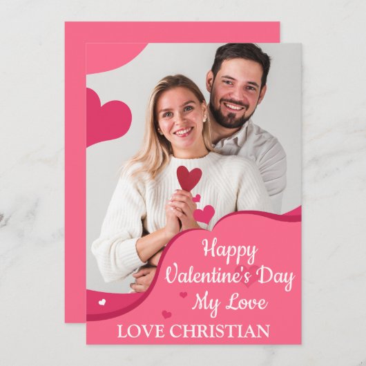 Creëer uw eigen aangepaste foto-Valentijnsdag Feestdagenkaart (Voorkant / Achterkant)