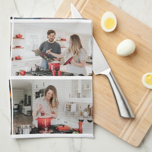 Creëer uw eigen aangepaste fotocollage 8 foto's theedoek (Quarter Fold)