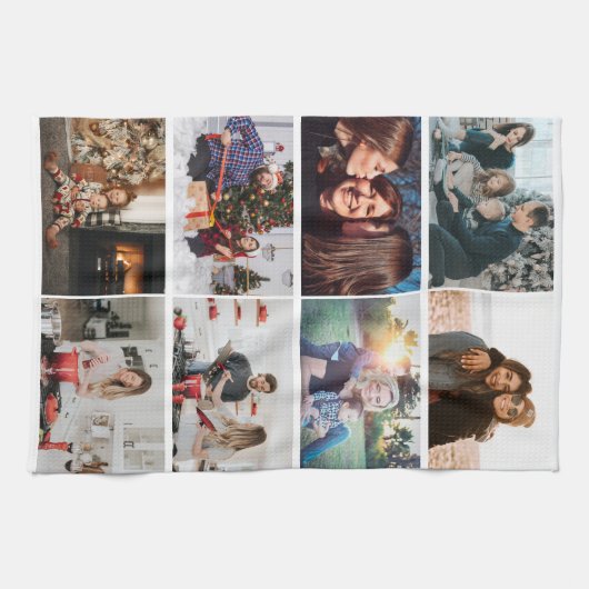 Creëer uw eigen aangepaste fotocollage 8 foto's theedoek (Horizontaal)