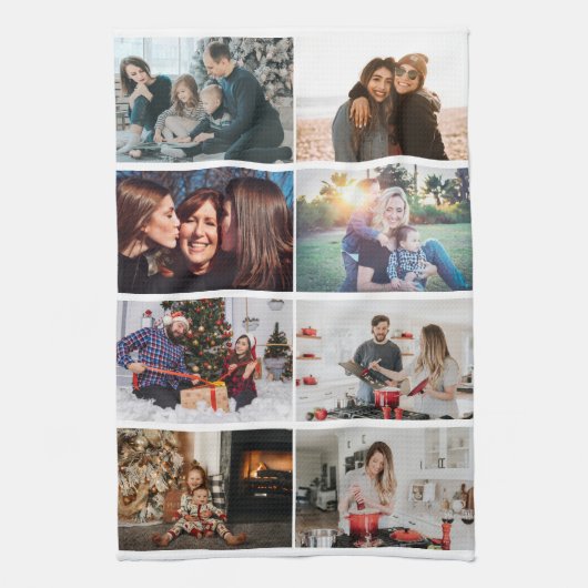 Creëer uw eigen aangepaste fotocollage 8 foto's theedoek (Verticaal)