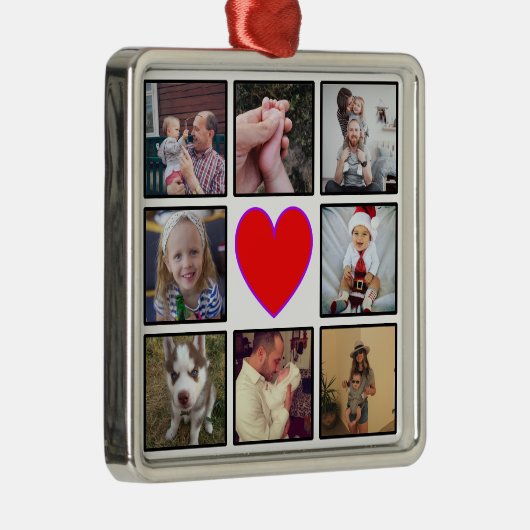 Creëer Uw eigen aangepaste fotocollage Metalen Ornament (Rechts)