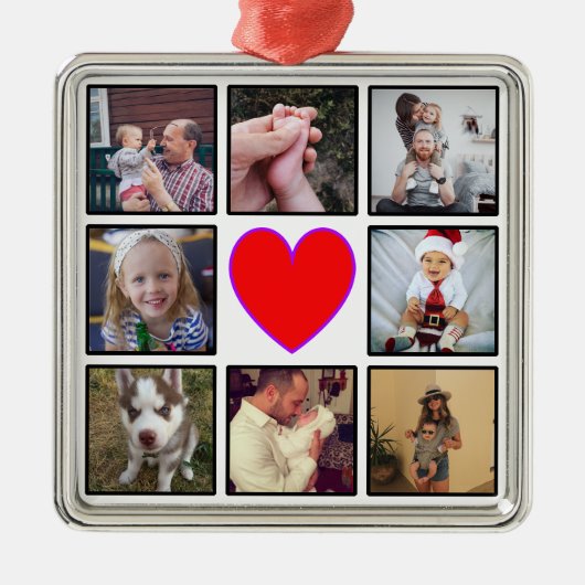 Creëer Uw eigen aangepaste fotocollage Metalen Ornament (Voorkant)