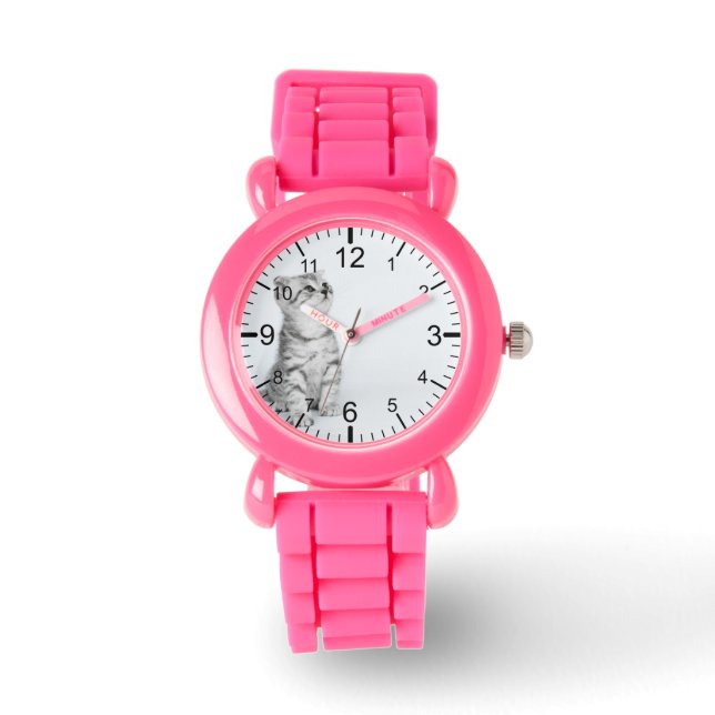Creëer Uw eigen aangepaste fotopapier roze Horloge (Voorkant)