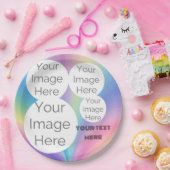 creëer uw eigen aangepaste fototekst Pastel Rainbo Papieren Bordje (Feest)