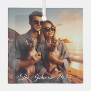 Creëer Uw eigen aangepaste gedenkbare familie foto Glas Ornament