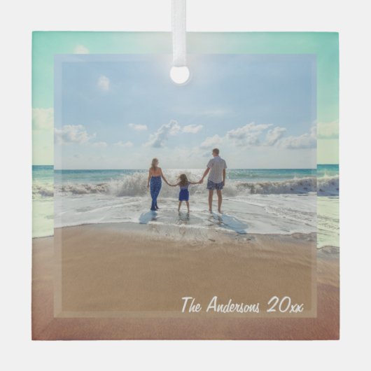 Creëer Uw eigen aangepaste gedenkbare familie foto Glas Ornament (Voorkant)