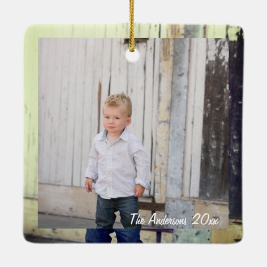 Creëer Uw eigen aangepaste gedenkbare familie foto Keramisch Ornament (Achterkant)