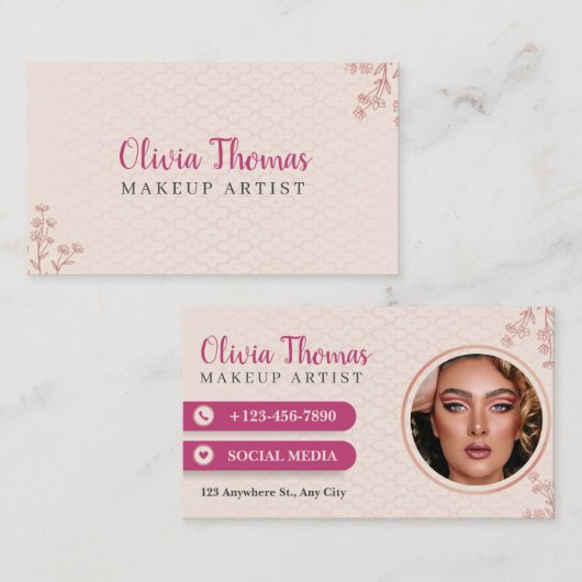 Creëer uw eigen aangepaste gepersonaliseerde make- visitekaartje (Voorkant / Achterkant)