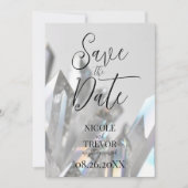 Creëer uw eigen aangepaste heldere kristallen grij save the date (Voorkant)
