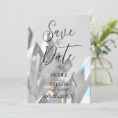 Creëer uw eigen aangepaste heldere kristallen grij save the date (Staand voorkant)