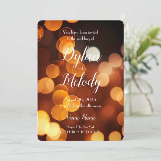 Creëer Uw Eigen Aangepaste Herfst Gouden Bokeh Bru Kaart (Staand voorkant)