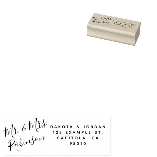 Creëer Uw Eigen Aangepaste Houten Bruiloft Retoura Rubberstempel (Gestempeld)