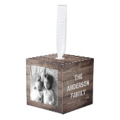 Creëer Uw eigen aangepaste houtfamilie Kubus Ornament (Voorkant hoekig)