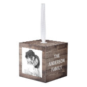 Creëer Uw eigen aangepaste houtfamilie Kubus Ornament (Achter hoekig)