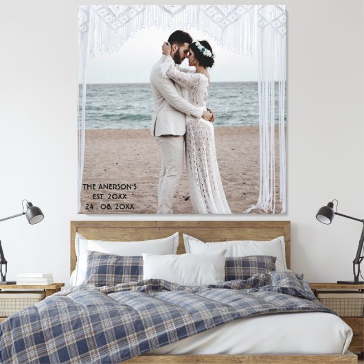 Creëer Uw Eigen Aangepaste Huwelijksfoto Naam toev Canvas Afdruk (Insitu (Slaapkamer))