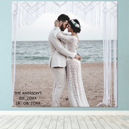 Creëer Uw Eigen Aangepaste Huwelijksfoto Naam toev Canvas Afdruk (Insitu (Houten vloer))