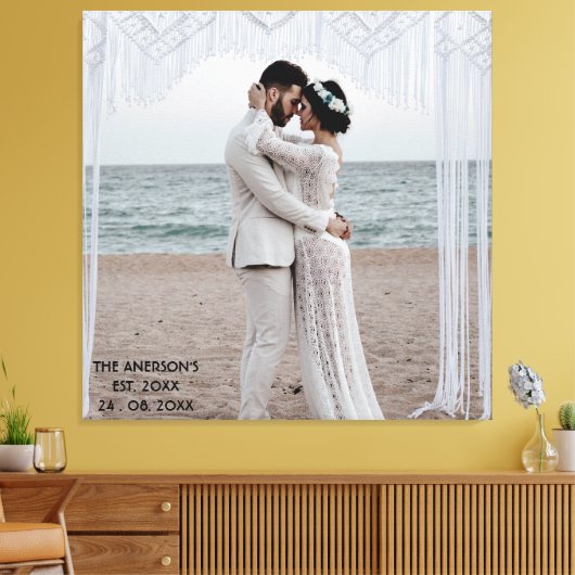 Creëer Uw Eigen Aangepaste Huwelijksfoto Naam toev Canvas Afdruk (Insitu (Woonkamer))