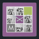 Creëer Uw eigen aangepaste instagram Vierkante Klok<br><div class="desc">Met Radiant Orchid, Lime Green en Charcoal vierkanten. U kunt de foto's van het Instagram voor dit ontwerp gebruiken. Gebruik 6 vierkante foto's om een uniek en persoonlijk cadeau te creëer. Of je kunt de hipster puppy houden en een trendy keepslag maken. Als u de afbeeldingen moet aanpassen, klik op...</div>