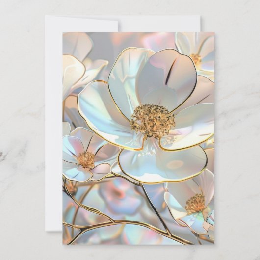 Creëer uw eigen aangepaste iriserende bloemen save the date (Achterkant)