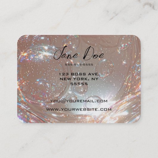 Creëer uw eigen aangepaste iriserende bubbels visitekaartje (Achterkant)