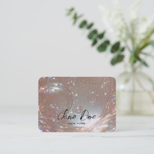 Creëer uw eigen aangepaste iriserende bubbels visitekaartje (Staand voorkant)