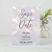 Creëer uw eigen aangepaste iriserende lichten save the date (Staand voorkant)