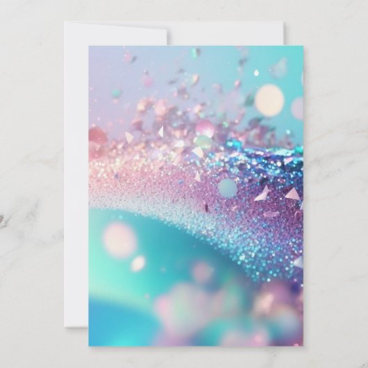 Creëer Uw eigen aangepaste iriserende roze & cyaan Save The Date (Achterkant)