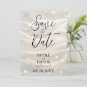 Creëer uw eigen aangepaste ivoren witte golven save the date (Staand voorkant)