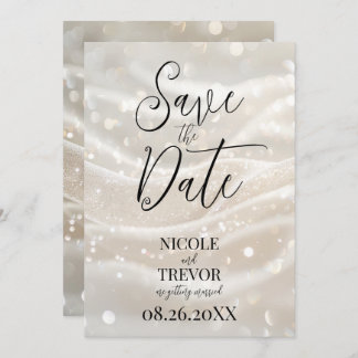 Creëer uw eigen aangepaste ivoren witte golven save the date