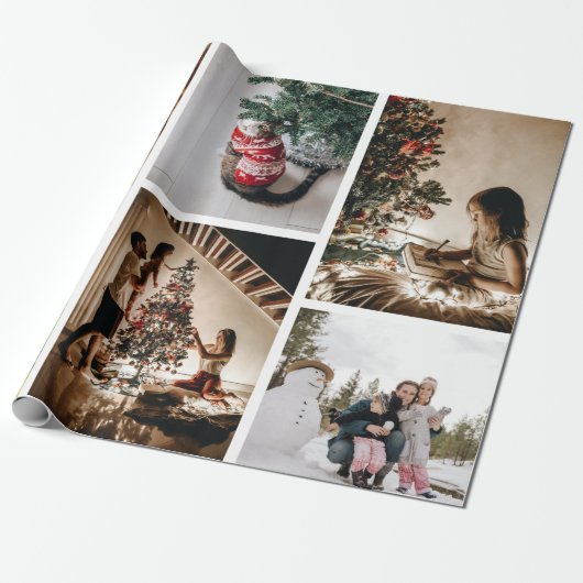 Creëer Uw eigen aangepaste kerstcollage voor foto' Cadeaupapier (Uitgerold)