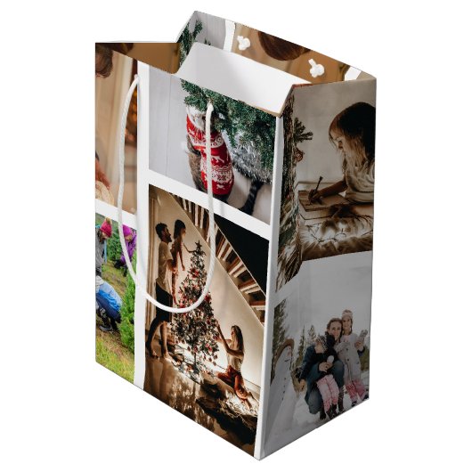 Creëer Uw eigen aangepaste kerstcollage voor foto' Medium Cadeauzakje (Achterkant Gekanteld)