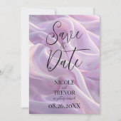 Creëer uw eigen aangepaste Lila Paarse zijdeachtig Save The Date (Voorkant)