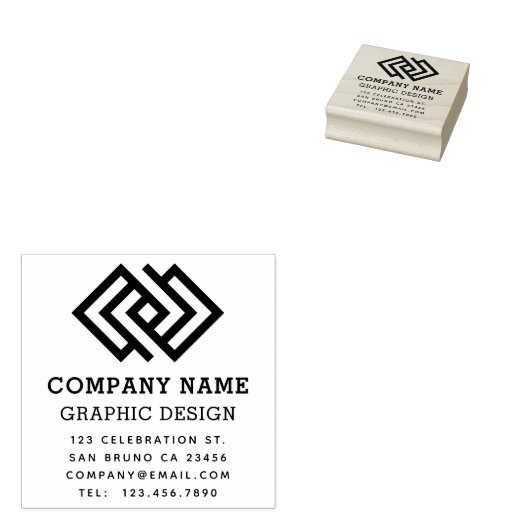 Creëer Uw Eigen Aangepaste Logo & Bedrijfsgegevens Rubberstempel (Gestempeld)