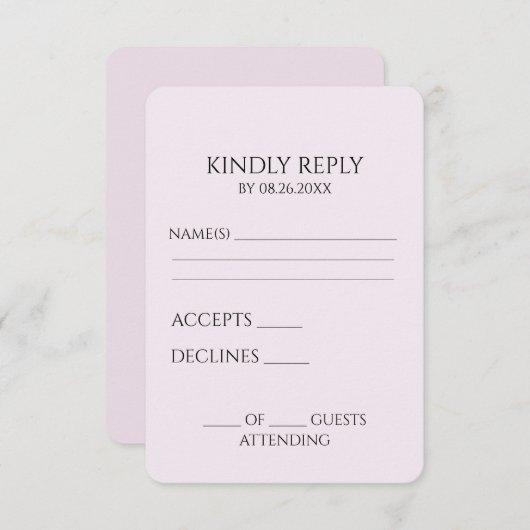 Creëer uw eigen aangepaste minimalist RSVP kaartje (Voorkant / Achterkant)