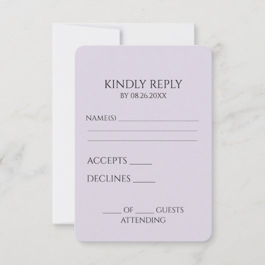 Creëer uw eigen aangepaste minimalist RSVP kaartje (Voorkant)