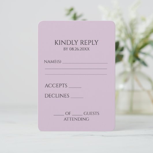 Creëer uw eigen aangepaste minimalist RSVP kaartje (Staand voorkant)