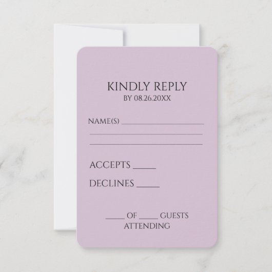 Creëer uw eigen aangepaste minimalist RSVP kaartje (Voorkant)