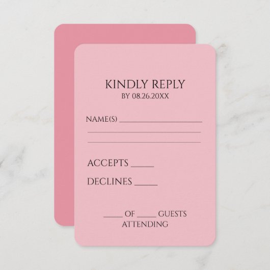 Creëer uw eigen aangepaste minimalist RSVP kaartje (Voorkant / Achterkant)