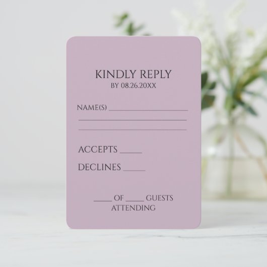 Creëer uw eigen aangepaste minimalist RSVP kaartje (Staand voorkant)