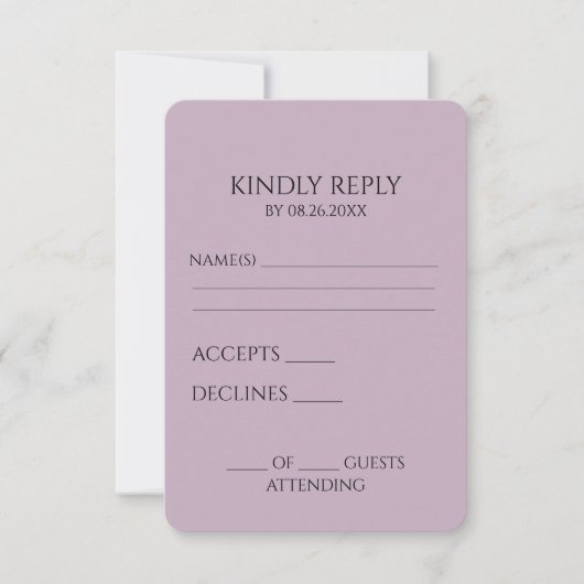 Creëer uw eigen aangepaste minimalist RSVP kaartje (Voorkant)