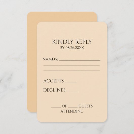 Creëer uw eigen aangepaste minimalist RSVP kaartje (Voorkant / Achterkant)