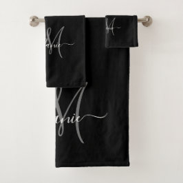 Creëer uw eigen aangepaste monogram en naamscript bad handdoek