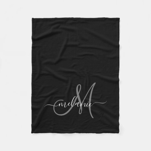 Creëer uw eigen aangepaste monogram en naamscript fleece deken (Voorkant)